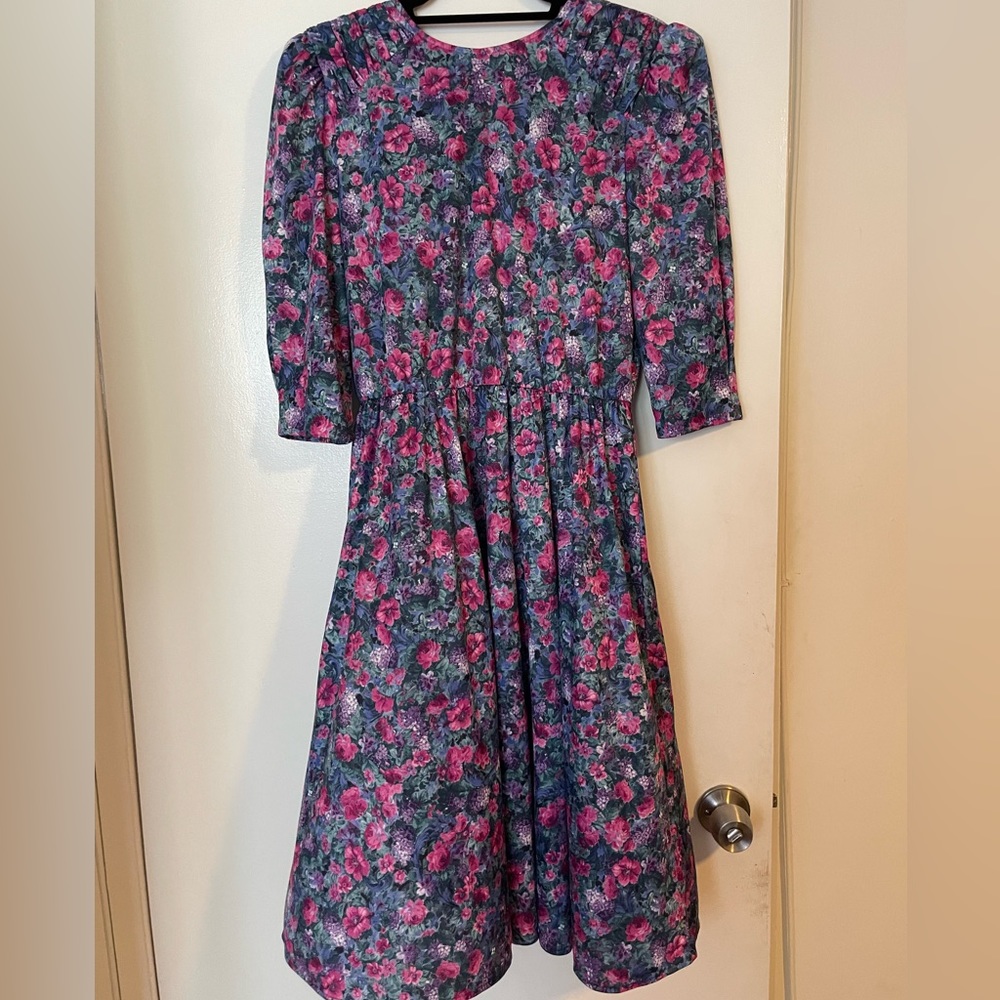 Vintage floral silk dress